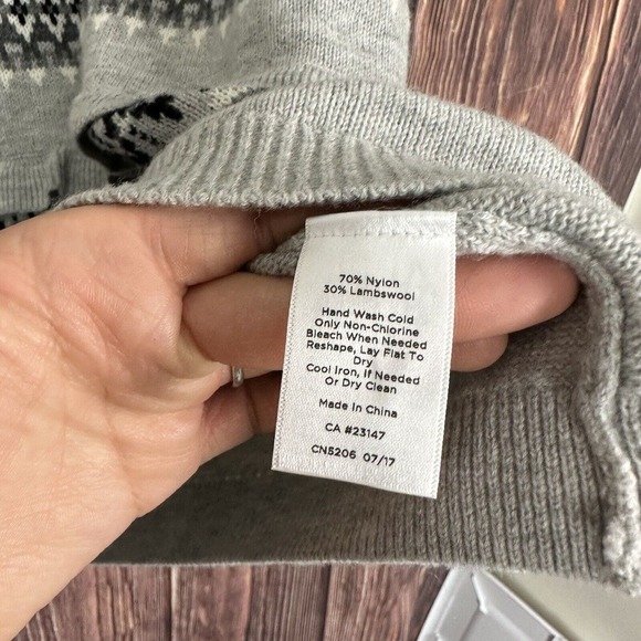NWT Talbots Gray Nordic Fair Isle Ruffle Lambswool Crewneck Sweater Womens XL - Picture 6 of 6